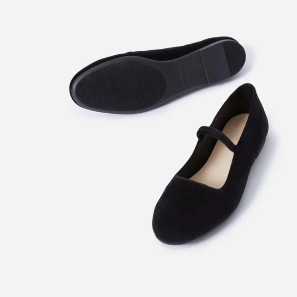Like New Condition Everlane The Mary Jane in Black Velvet New Womens Flats Shoes - Picture 3 of 13
